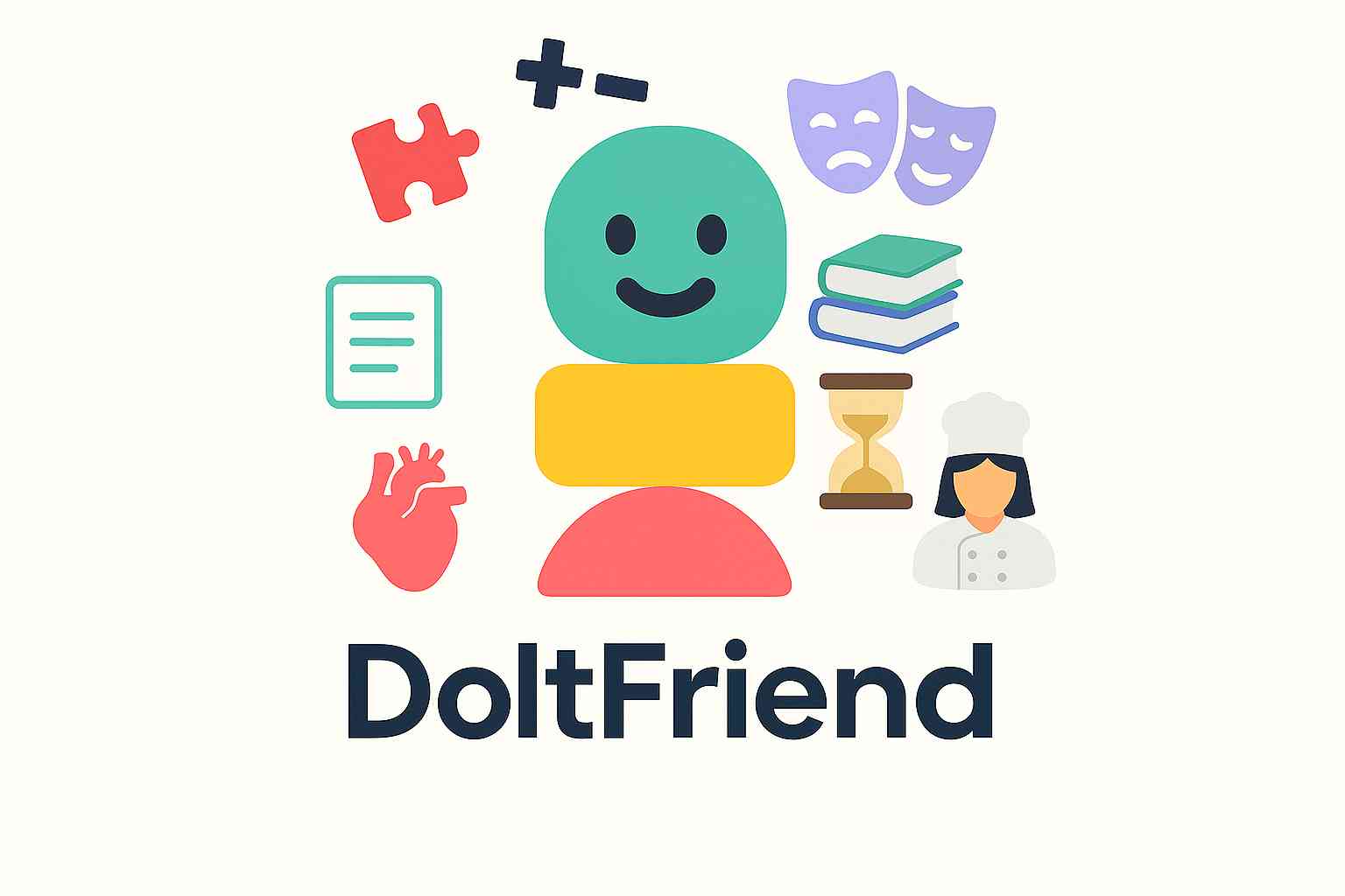 DoItFriend mascot with abstract representation of taska around it's head, representing complex neurofunctions